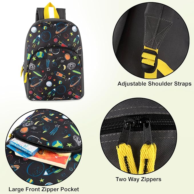15 Inch Kids Backpacks for Boys & Girls | Preschool, Kindergarten, Elementary School Backpacks with Adjustable, Padded Straps Ouster Space