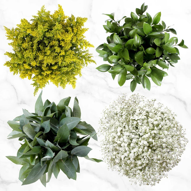 Baby Breath, Ruscus, Eucalyptus and Salidag Bouquet Valentines Fresh Cut Floral Arrangement for any Events and Occasions