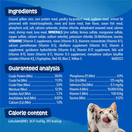 Purina Friskies Dry Cat Food Seafood Sensations with Salmon, Tuna, and Shrimp Flavors, 3.15 lb Bag