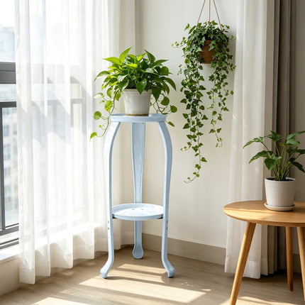 2 Tier Metal Plants Stand Indoor Outdoor Flower Pot Holder Space Saving Balcony Patio Garden Shelf White