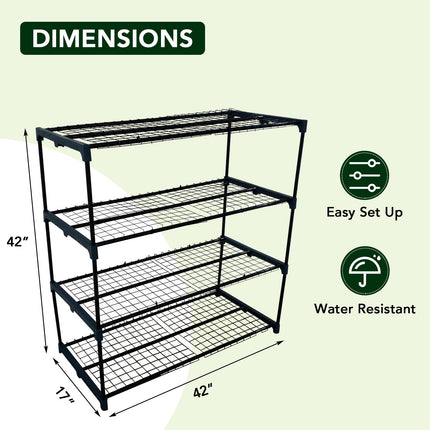 Heavy Duty 4-Tier Metal Greenhouse Plant Stand – Rustproof Display Rack with Adju77ble Feet 35 Lb Capacity – Indoor/Outdoor for Patio, Balcony, Storage