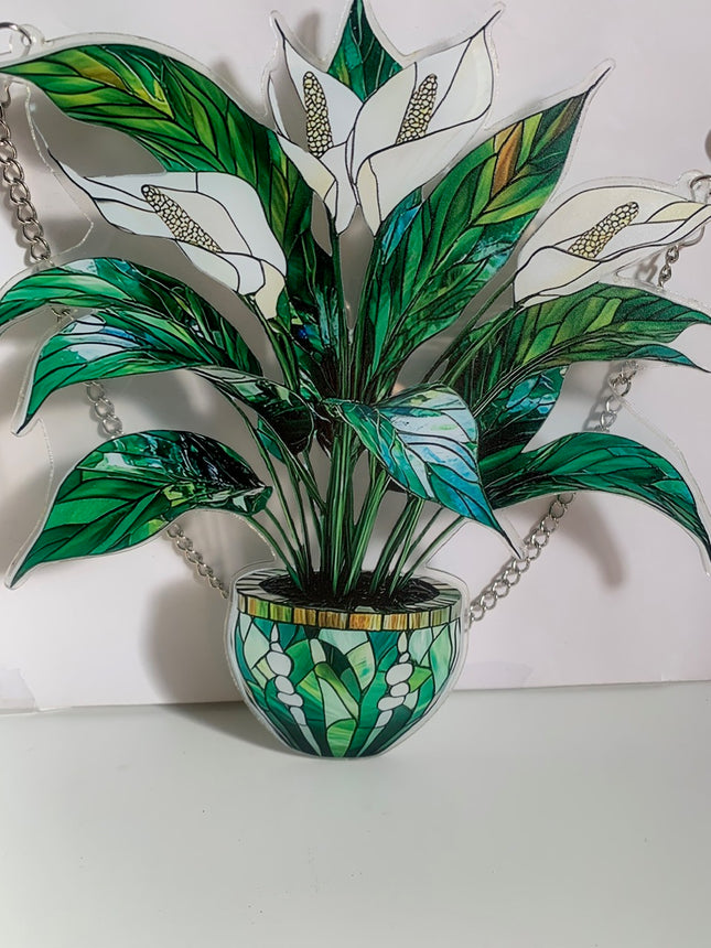 2D Printed Peace Lily Art Prints Basket and Pots Christmas Decoration and Seasonal Decorations