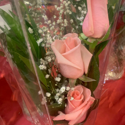 Popular Rose with Baby' Breath Bouquet Fresh Cut Floral Arrangement 6 Stems for any Events and Occasions