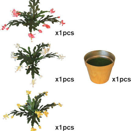 Artificial Flowers Red, White and Yellow Christmas Cactus Plants Festive Home Décor