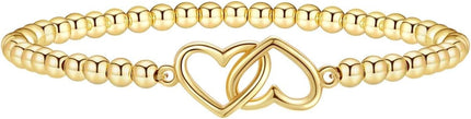 Beaded Bracelets for Women 14K Silver Gold Plated Stretch Handmade Ball Bracelets Cute Charm Bracelet (Copy)