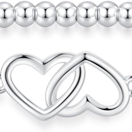 Beaded Bracelets for Women 14K Silver Gold Plated Stretch Handmade Ball Bracelets Cute Charm Bracelet (Copy)