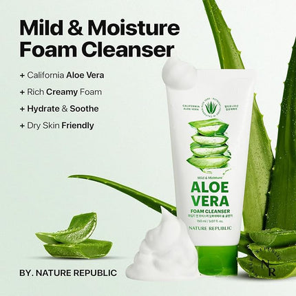 Nature Republic Mild & Moisture Aloe Vera Foam Cleanser Hydration & Moisturizing makeup remover
