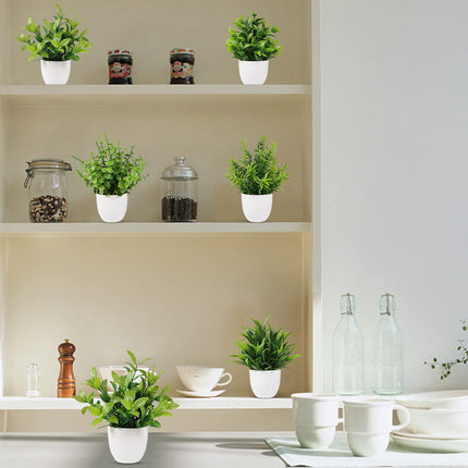 4個小型假植物花盆模擬塑膠桉樹植物小麥草灌木植物室內書桌茶几浴室臥室家居裝飾