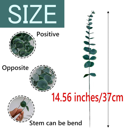 SITUMEIZI 24 Pcs Eucalyptus Stems Artificial 14.56" Eucalyptus Leaves Eucalyptus Decor Faux Greenery Branches Flowers Fake for Home Office Farmhouse Spring Bouquet Wedding Decorations 2024(Grey Green)