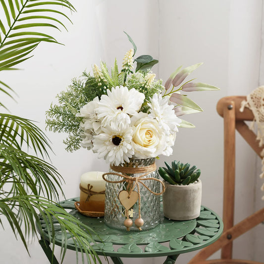 Faux Silk Flowers Arrangement in Vase on Table Decorations Artificial flowers Roses