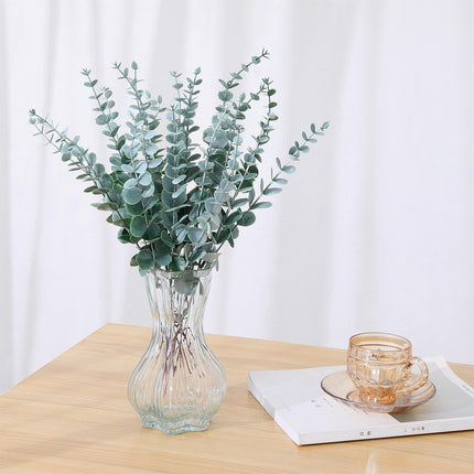 SITUMEIZI 24 件桉樹莖人造 14.56 英寸桉樹葉桉樹裝飾仿綠葉樹枝假花適用於家庭辦公室農舍春季花束婚禮裝飾 2024（灰綠色）