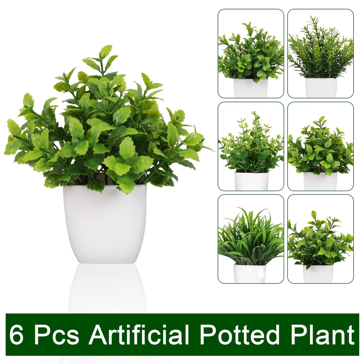 4 Small Fake Plant Flowerpot Artificial Plastic Eucalyptus Plant Wheat Grass Shrub Plant Indoor Desk Coffee Table Bathroom Bedroom Home Decoration