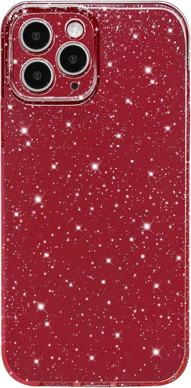 iPhone 11 Pro Max Case Glitter Cute Sparkly Shiny Bling Sparkle Phone Cases 6.5", Thin Slim Fit Soft TPU Bumper Shockproof Rubber Protective Cover for Women Girls Girly, Bright Pink