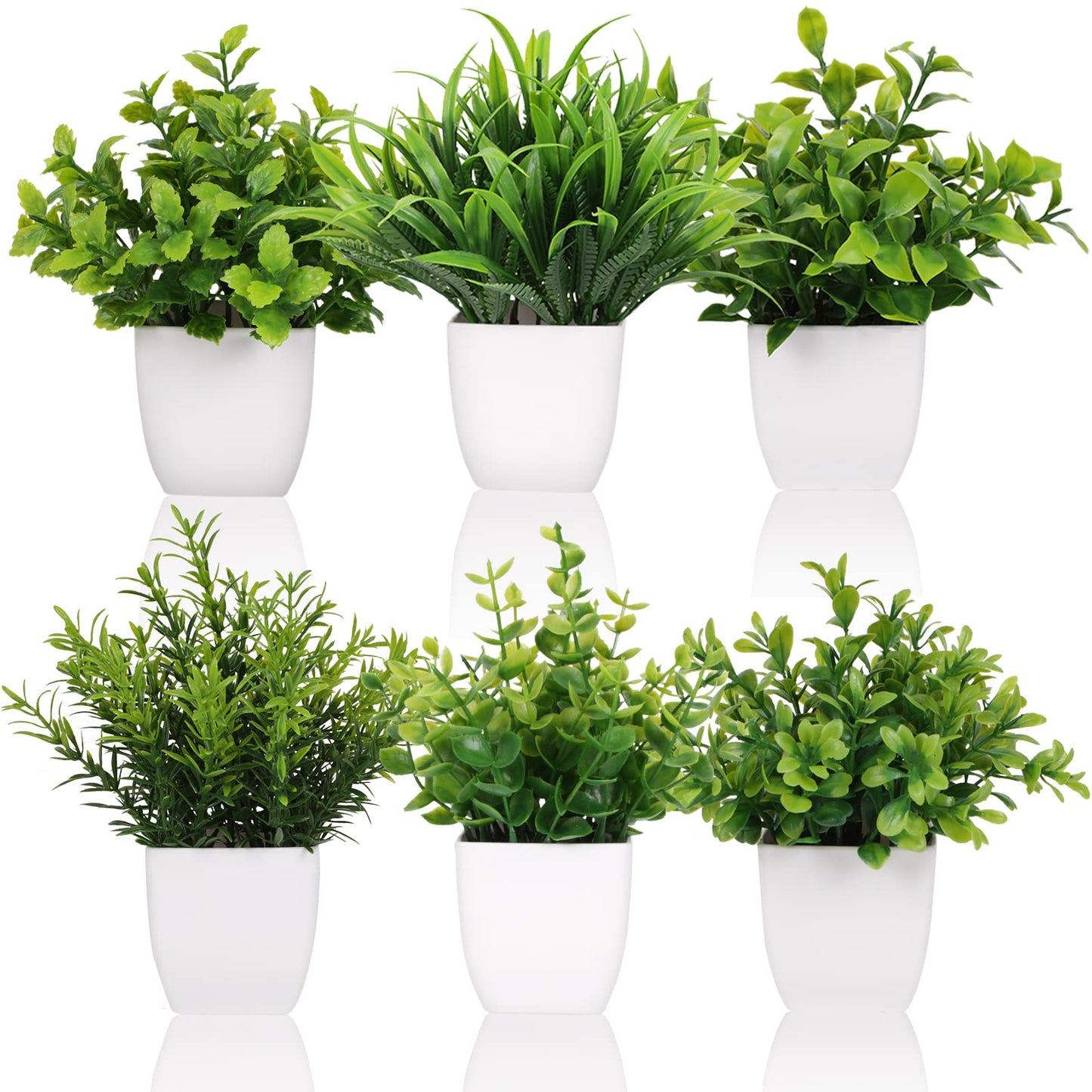 4 Small Fake Plant Flowerpot Artificial Plastic Eucalyptus Plant Wheat Grass Shrub Plant Indoor Desk Coffee Table Bathroom Bedroom Home Decoration