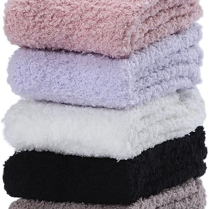 Soft Fluffy Socks Valentine Day Plush Socks Christmas Socks for Women 5 Pairs