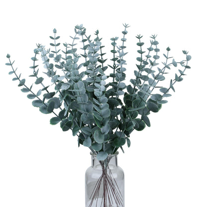 SITUMEIZI 24 Pcs Eucalyptus Stems Artificial 14.56" Eucalyptus Leaves Eucalyptus Decor Faux Greenery Branches Flowers Fake for Home Office Farmhouse Spring Bouquet Wedding Decorations 2024(Grey Green)