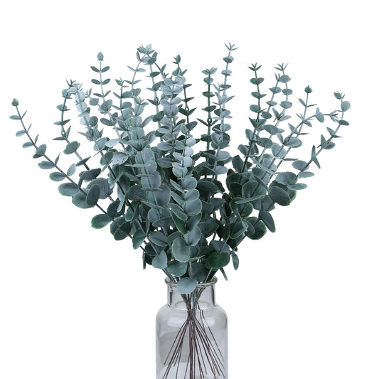 SITUMEIZI 24 Pcs Eucalyptus Stems Artificial 14.56" Eucalyptus Leaves Eucalyptus Decor Faux Greenery Branches Flowers Fake for Home Office Farmhouse Spring Bouquet Wedding Decorations 2024(Grey Green)