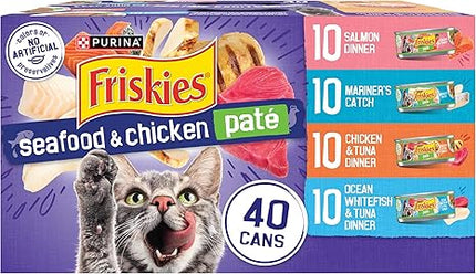 Purina Friskies Wet Cat Food Variety Per Can Filets, Shred, Pate and Treats