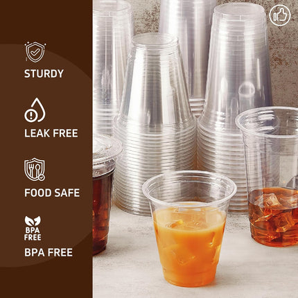 Plastic Cups, Clear Disposable Plastic Cups Bulk, Cold Drinking Party Cup, Transparent for Wedding, Thanksgiving, Christmas, Party