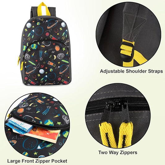 15 Inch Kids Backpacks for Boys & Girls | Preschool, Kindergarten, Elementary School Backpacks with Adjustable, Padded Straps Ouster Space