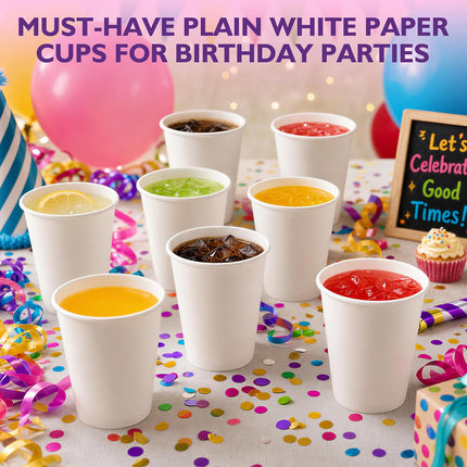 100 count Paper Coffee Cups Disposable Coffee Cups, Hot Beverage, Ideal for Pub, Party, Office White