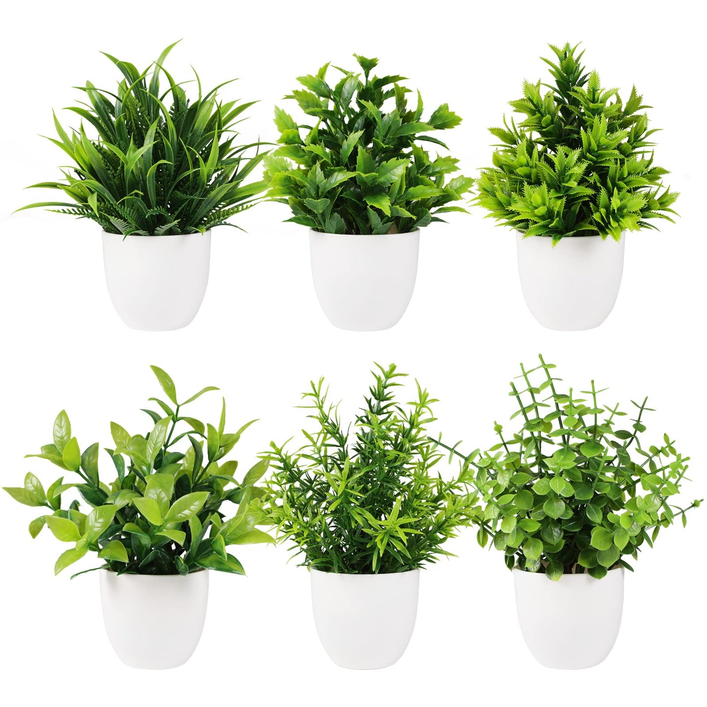 4 Small Fake Plant Flowerpot Artificial Plastic Eucalyptus Plant Wheat Grass Shrub Plant Indoor Desk Coffee Table Bathroom Bedroom Home Decoration