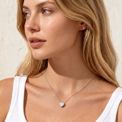Sterling Silver Plated Love Heart Necklaces for Women Teen Girls CZ April Birthstone Pendant Chain with Crystal Birthday Jewelry Gifts