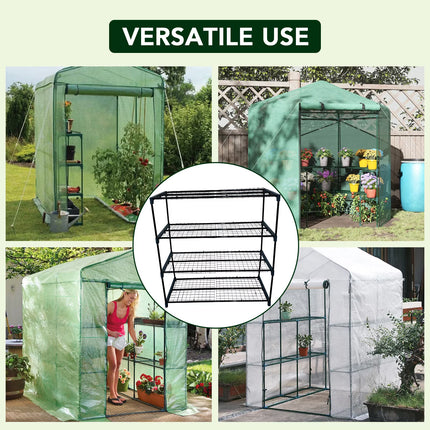 Heavy Duty 4-Tier Metal Greenhouse Plant Stand – Rustproof Display Rack with Adju77ble Feet 35 Lb Capacity – Indoor/Outdoor for Patio, Balcony, Storage