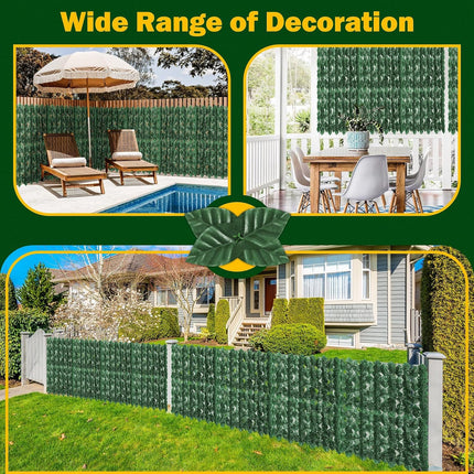 Artificial Ivy Privacy Fence Screen, Faux Ivy Greenery Backdrop Ivy Vine Leaf Hedges Fencing Panels Greenery Wall Privacy for Patio, Balcony, Garden, Backyard Indoor Outdoor Decor