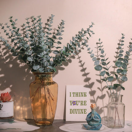 SITUMEIZI 24 件桉樹莖人造 14.56 英寸桉樹葉桉樹裝飾仿綠葉樹枝假花適用於家庭辦公室農舍春季花束婚禮裝飾 2024（灰綠色）