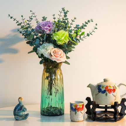 SITUMEIZI 24 件桉樹莖人造 14.56 英寸桉樹葉桉樹裝飾仿綠葉樹枝假花適用於家庭辦公室農舍春季花束婚禮裝飾 2024（灰綠色）