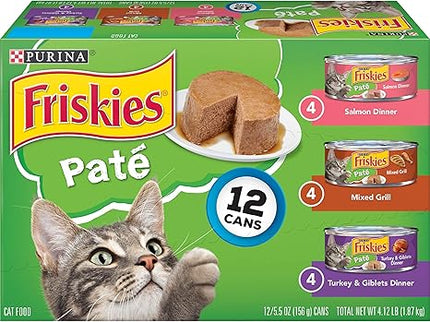 Purina Friskies Wet Cat Food Variety Per Can Filets, Shred, Pate and Treats