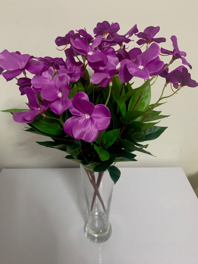 Fake Silk Sunpatiens plants lots of leaves with flowers assorted