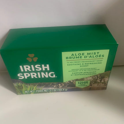 Irish Spring Aloe Mist Bar Soap 3.7 oz Cleaning and Natural Moisturizing Soaps