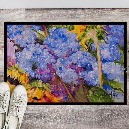 Hydrangeas and Sunflowers Doormat - 24x36 Decorative Floor Mat – Indoor/Outdoor Rug with Artistic Flair JMK1119JMAT
