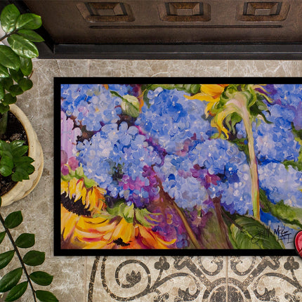 Hydrangeas and Sunflowers Doormat - 24x36 Decorative Floor Mat – Indoor/Outdoor Rug with Artistic Flair JMK1119JMAT