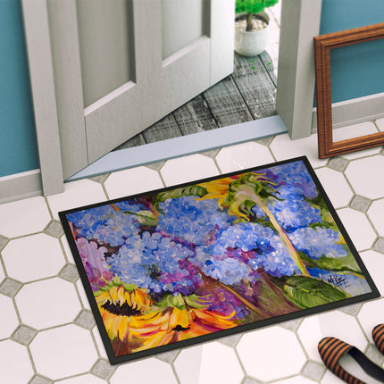 Hydrangeas and Sunflowers Doormat - 24x36 Decorative Floor Mat – Indoor/Outdoor Rug with Artistic Flair JMK1119JMAT