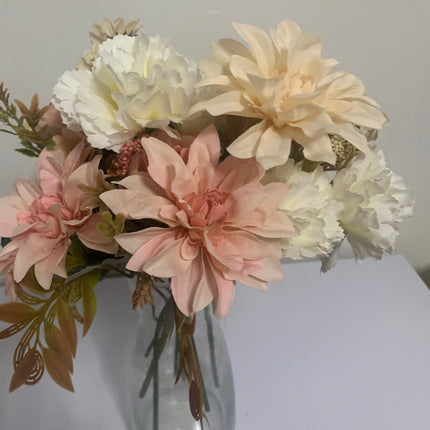 Fake Silk Dahlias with Roses per bundle in assorted color