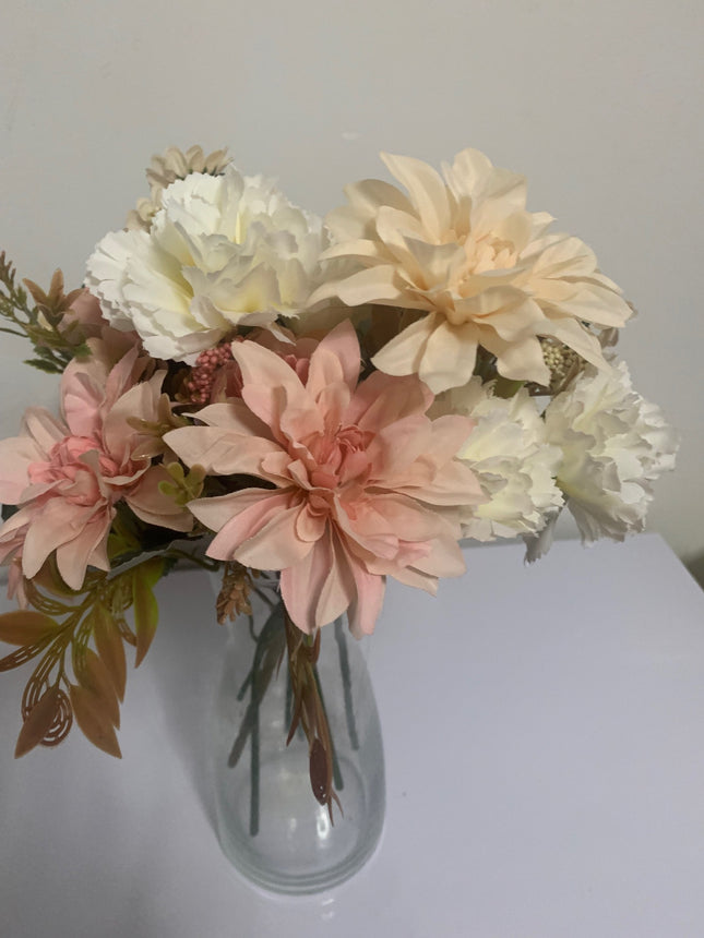 Fake Silk Dahlias with Roses per bundle in assorted color