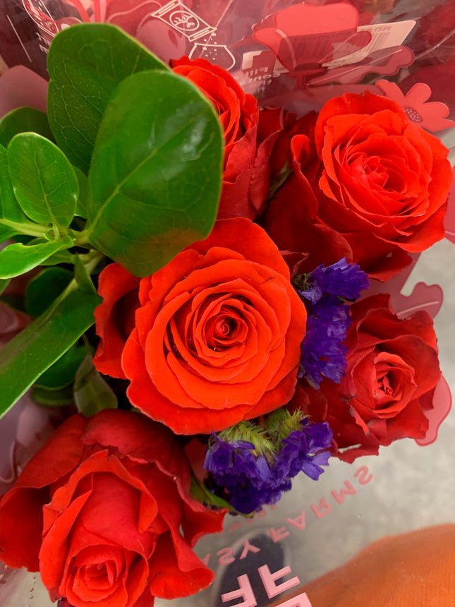 Fresh flower bouquet - Orange Roses and Blue Greenery for any occasions Mother Day and Father Day