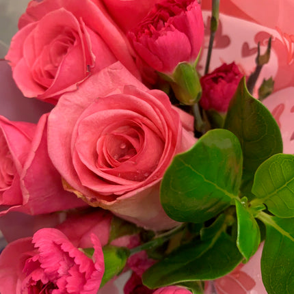 Fresh flower bouquet - Pink Roses and Carnations with Greenery for any occasions Mother Day and Father Day