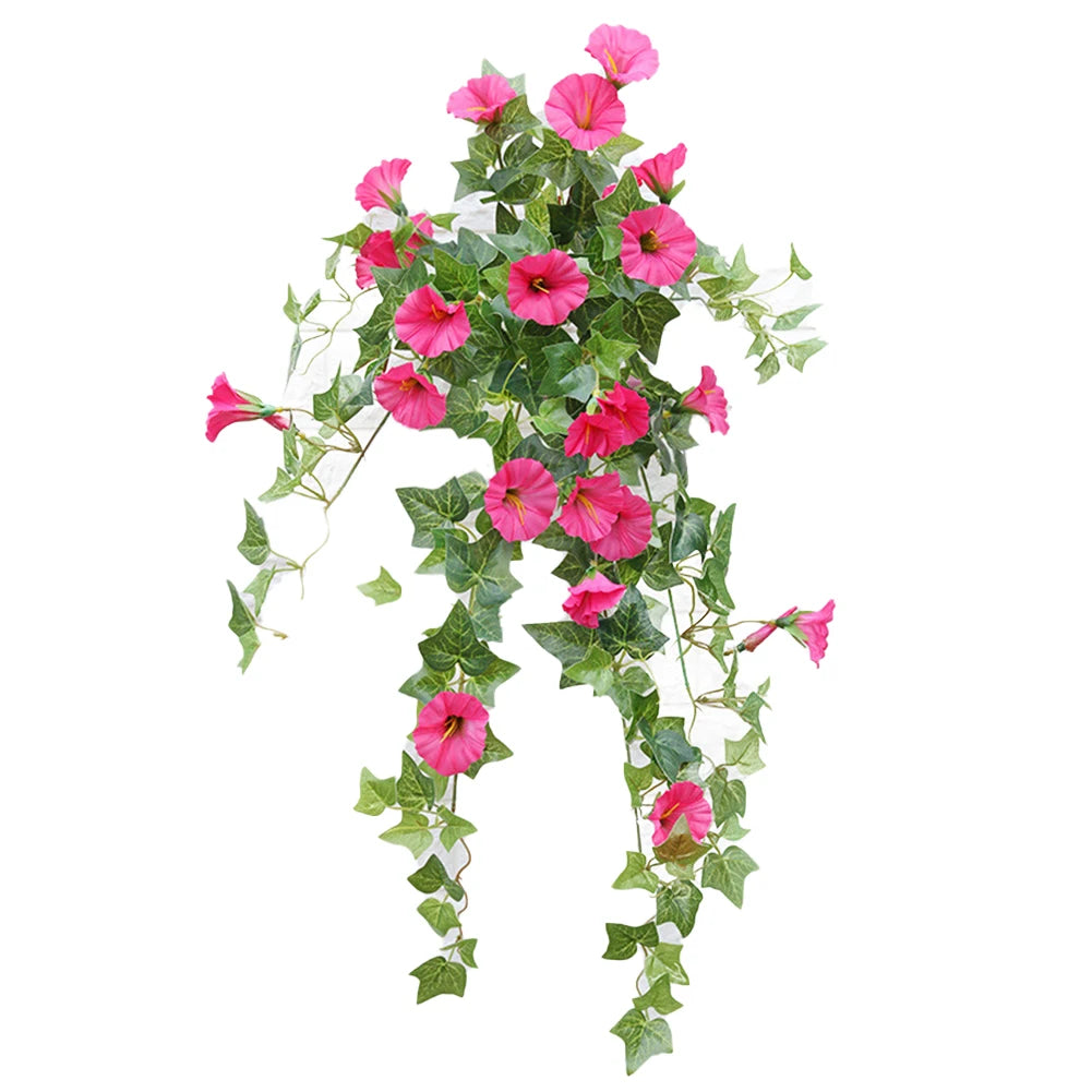 Artificial Morning Glory Hanging Plants Fake Green Plant Home Garden Wall Fence Outdoor Wedding Hanging Baskets Decor