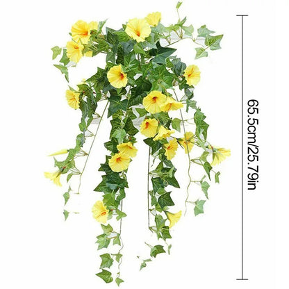 Artificial Morning Glory Hanging Plants Fake Green Plant Home Garden Wall Fence Outdoor Wedding Hanging Baskets Decor