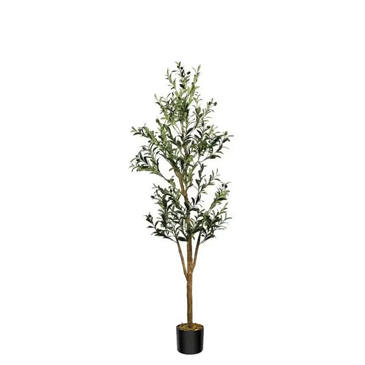 Artificial Olive Tree 6FT Tall Faux Silk Plant for Home Office Decor Indoor Fake Potted Tree with Natural Wood Trunk