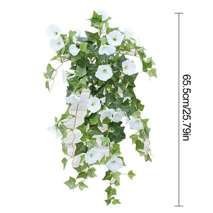 Artificial Morning Glory Hanging Plants Fake Green Plant Home Garden Wall Fence Outdoor Wedding Hanging Baskets Decor