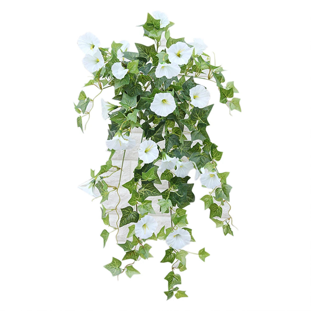 Artificial Morning Glory Hanging Plants Fake Green Plant Home Garden Wall Fence Outdoor Wedding Hanging Baskets Decor