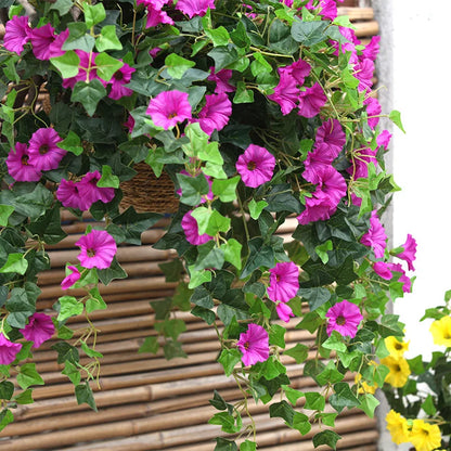 Artificial Morning Glory Hanging Plants Fake Green Plant Home Garden Wall Fence Outdoor Wedding Hanging Baskets Decor