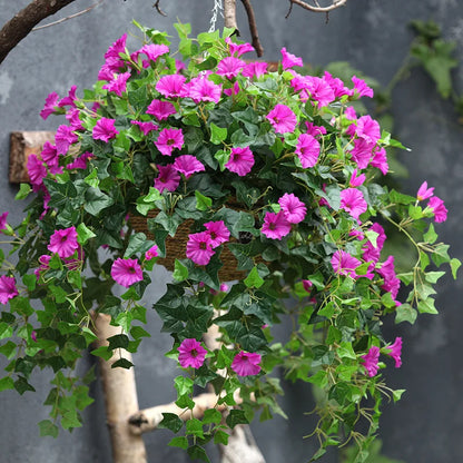 Artificial Morning Glory Hanging Plants Fake Green Plant Home Garden Wall Fence Outdoor Wedding Hanging Baskets Decor