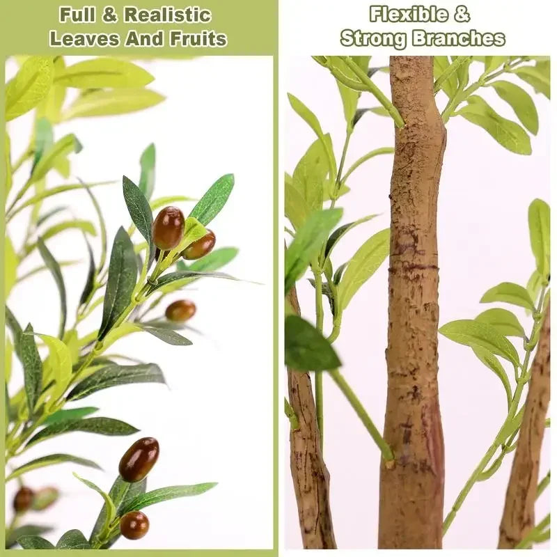 Artificial Olive Tree 6FT Tall Faux Silk Plant for Home Office Decor Indoor Fake Potted Tree with Natural Wood Trunk