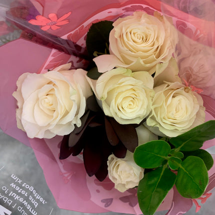 Fresh flower bouquet - White Roses and Greenery for any occasions Mother Day and Father Day